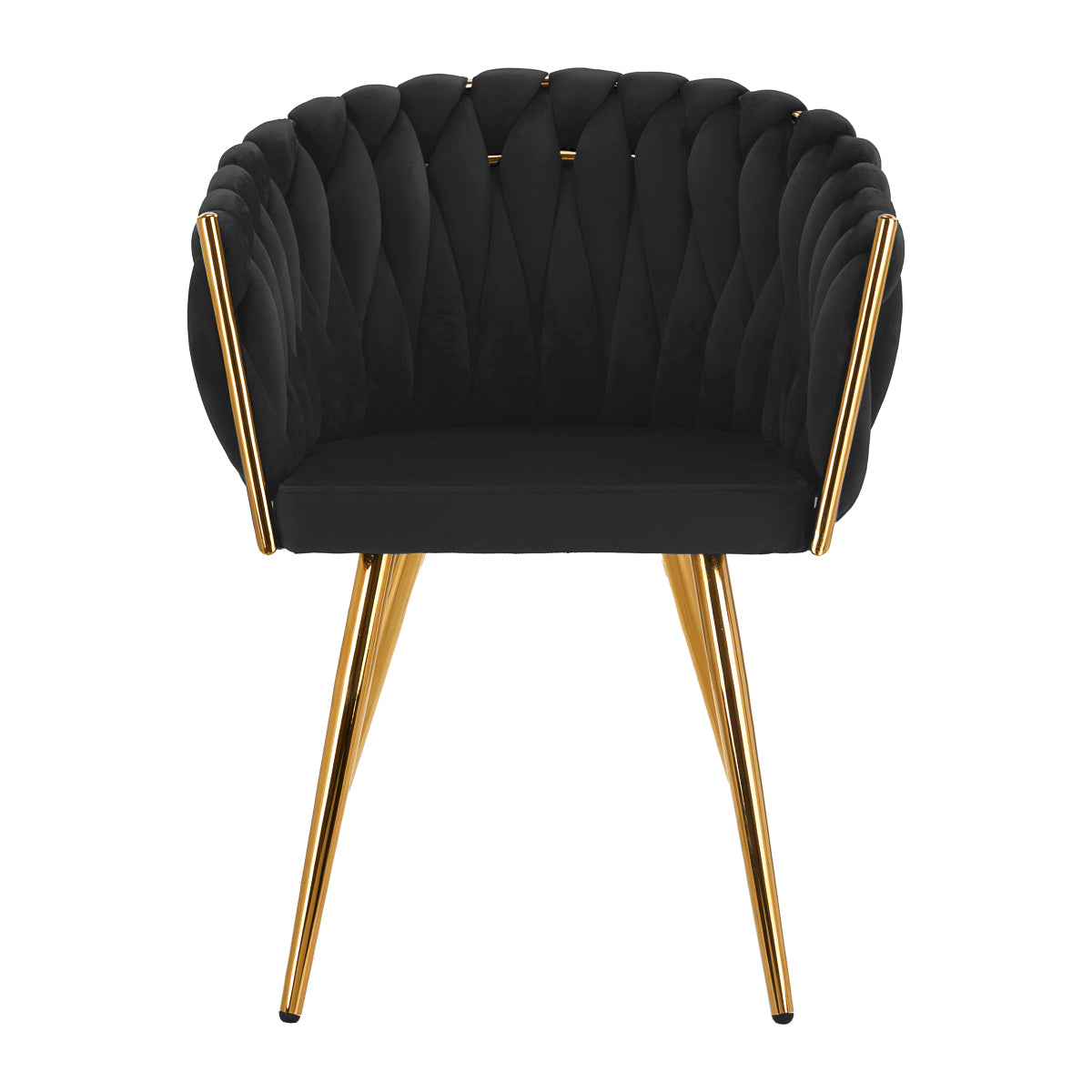 4Rico QS-GW06G Velvet Salon Reception Chair Black - full product view on a white background