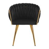 4Rico QS-GW06G Velvet Salon Reception Chair Black - full product view on a white background