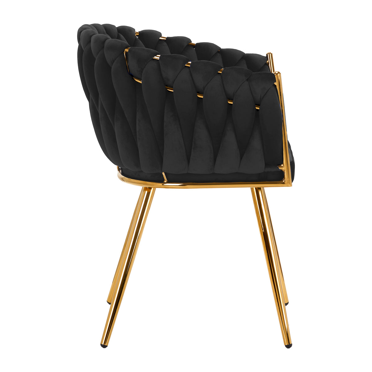 4Rico QS-GW06G Velvet Salon Reception Chair Black - full product view on a white background