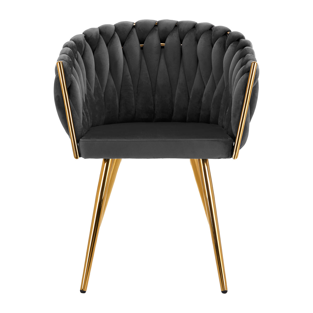 4Rico QS-GW06G Velvet Salon Reception Chair Grey - full product view on a white background
