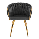 4Rico QS-GW06G Velvet Salon Reception Chair Grey - full product view on a white background