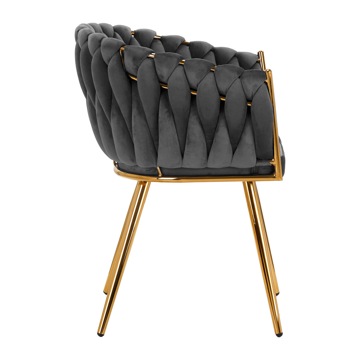4Rico QS-GW06G Velvet Salon Reception Chair Grey - full product view on a white background