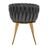 4Rico QS-GW06G Velvet Salon Reception Chair Grey - full product view on a white background