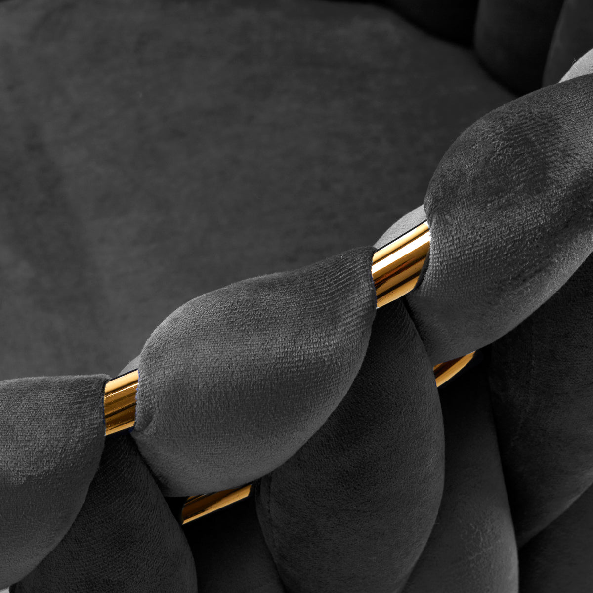4Rico QS-GW06G Velvet Salon Reception Chair Grey - close-up of the upholstery and construction details