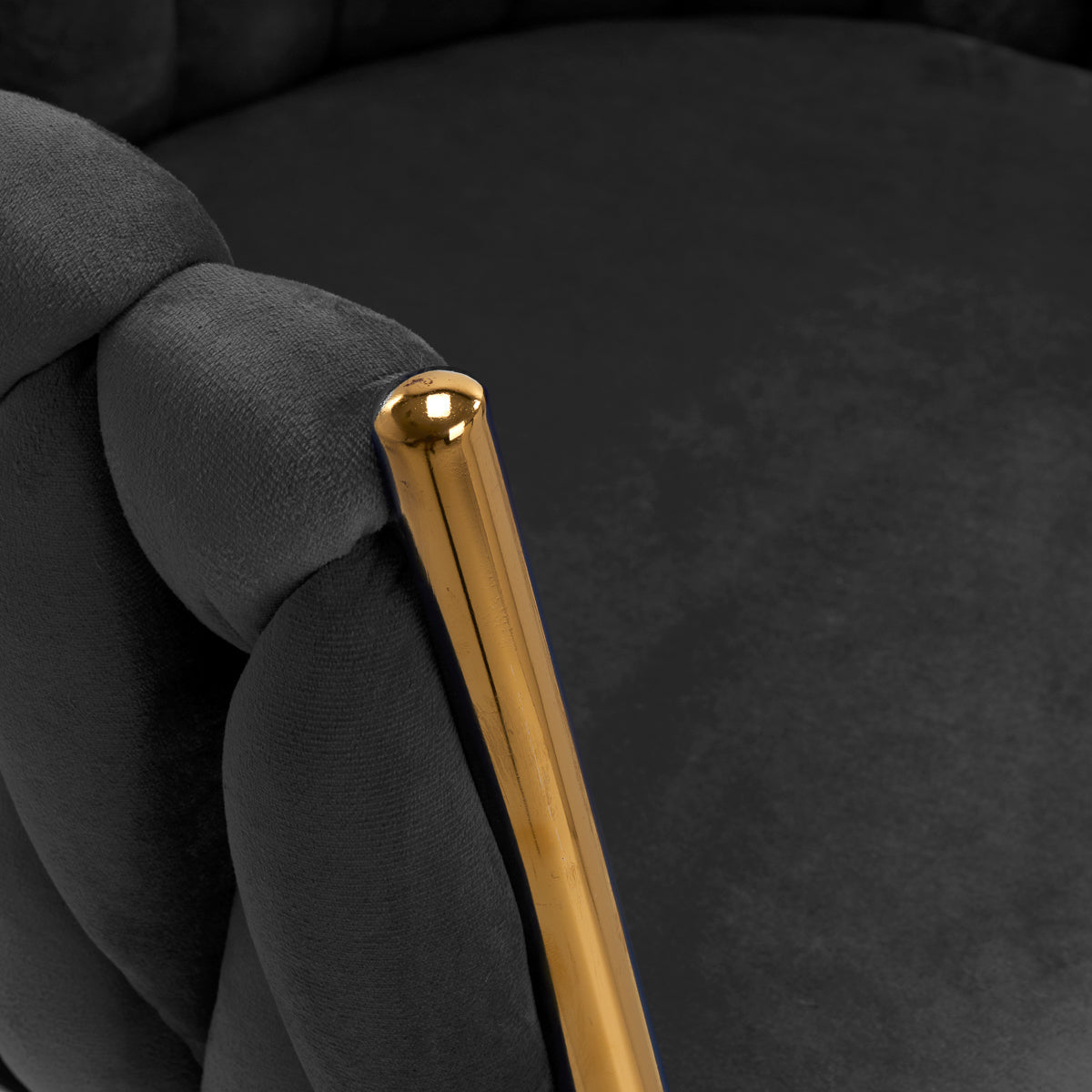 4Rico QS-GW06G Velvet Salon Reception Chair Grey - close-up of the upholstery and construction details