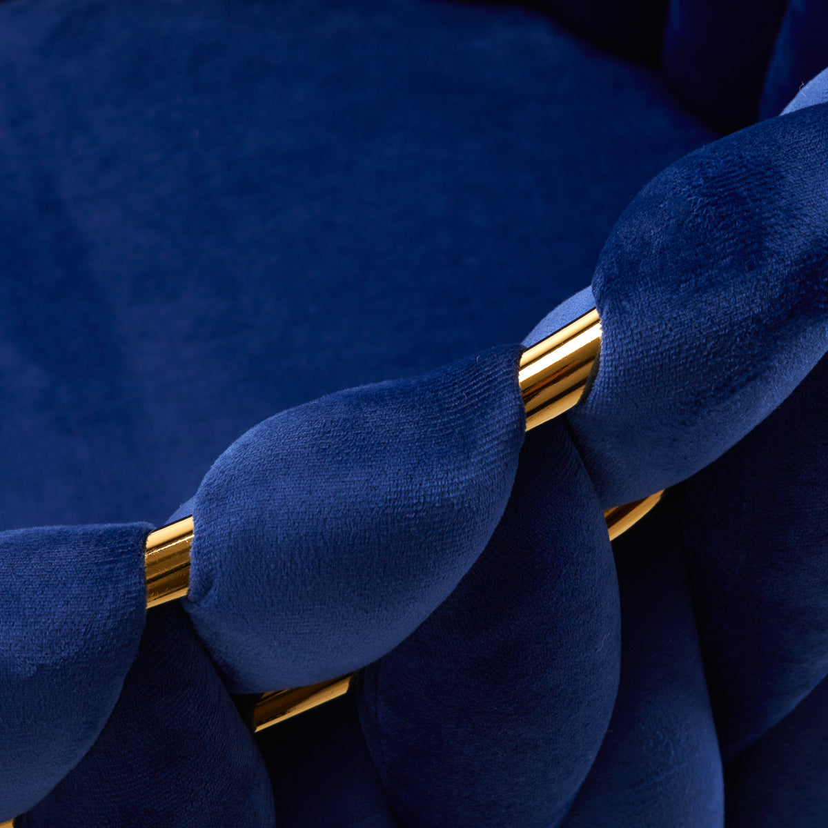 4Rico QS-GW06G Velvet Salon Reception Chair Navy Blue - close-up of the upholstery and construction details