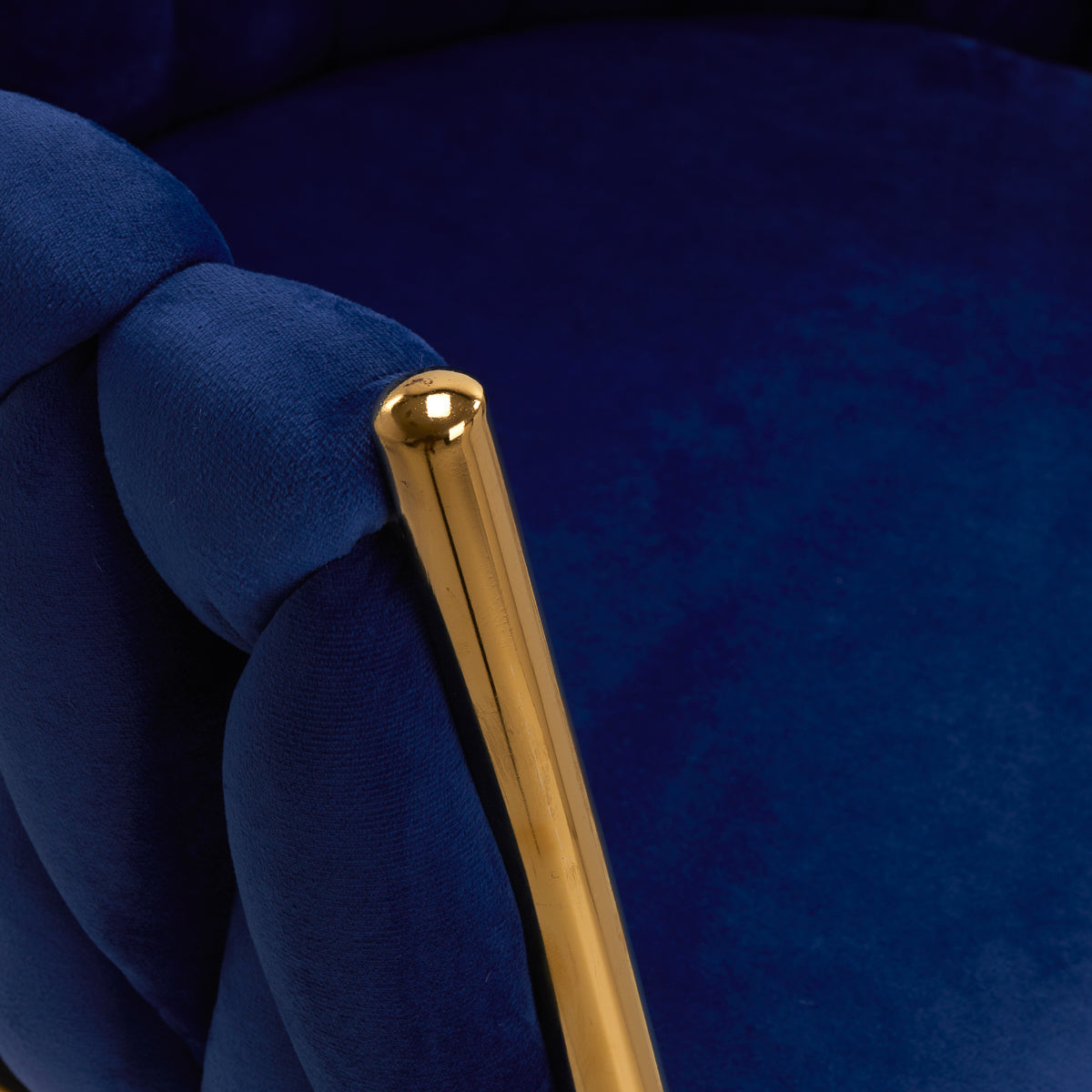 4Rico QS-GW06G Velvet Salon Reception Chair Navy Blue - close-up of the upholstery and construction details