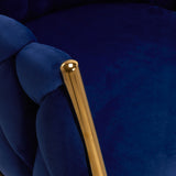 4Rico QS-GW06G Velvet Salon Reception Chair Navy Blue - close-up of the upholstery and construction details