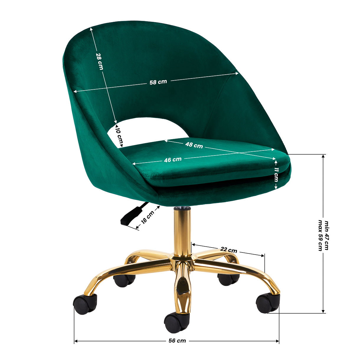 4Rico QS-MF18G Swivel Chair Green - close-up of the upholstery and adjustment details