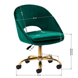4Rico QS-MF18G Swivel Chair Green - close-up of the upholstery and adjustment details