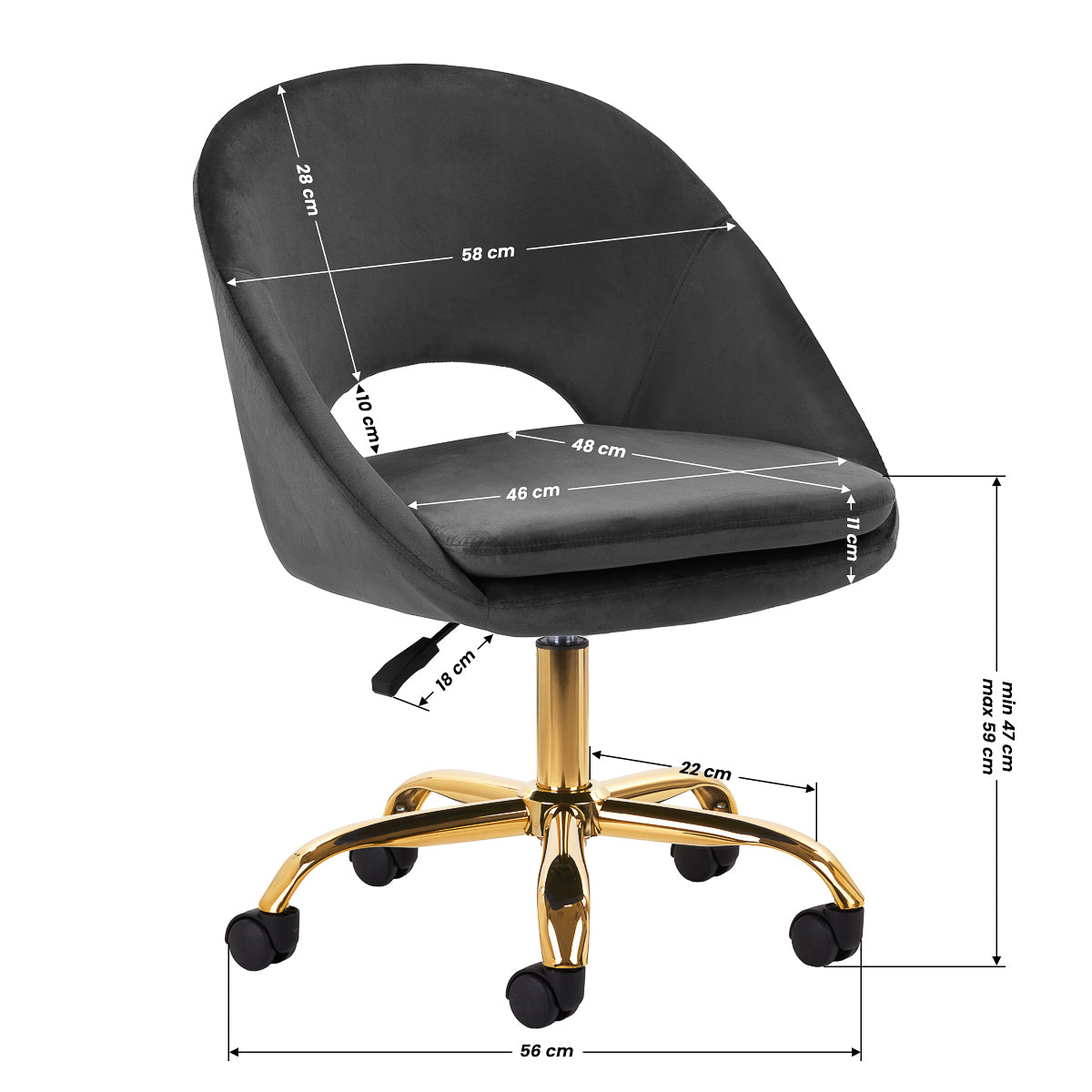 4Rico QS-MF18G Swivel Chair Grey - close-up of the upholstery and adjustment details