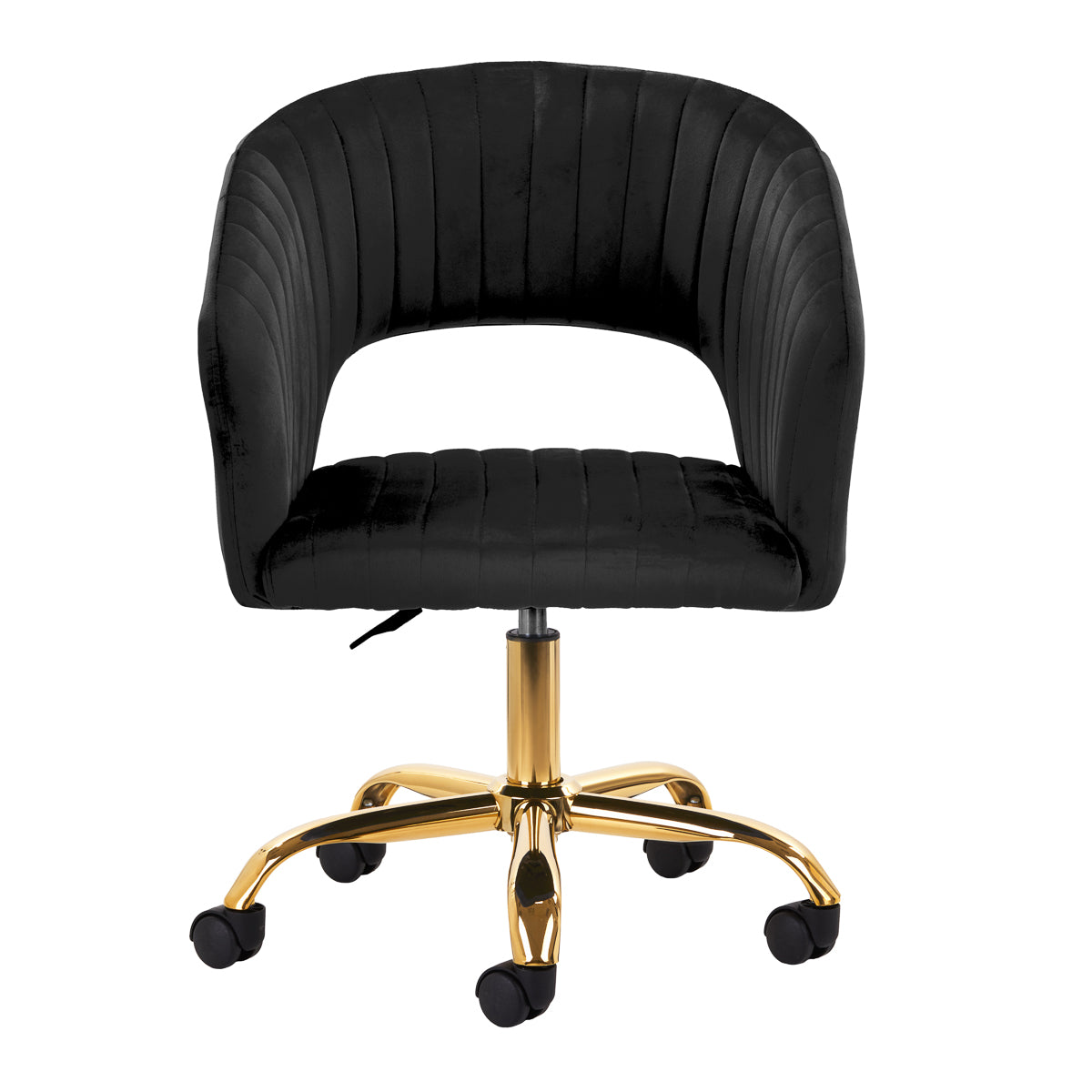 4Rico QS-OF212G Swivel Beauty Chair Black - full product view on a white background