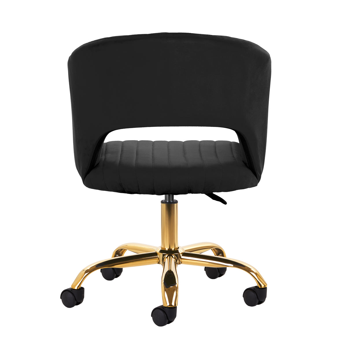 4Rico QS-OF212G Swivel Beauty Chair Black - full product view on a white background