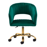 4Rico QS-OF212G Swivel Beauty Chair Green - full product view on a white background