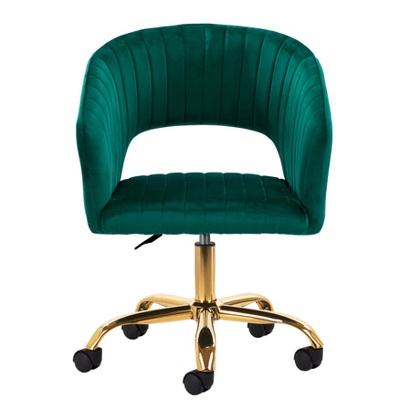 4Rico QS-OF212G Swivel Beauty Chair Green - full product view on a white background