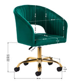 4Rico QS-OF212G Swivel Beauty Chair Green - close-up of the upholstery and adjustment details