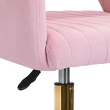 Detail of 4Rico Swivel Chair QS-OF212G Pink seat adjustment lever and gold base, emphasizing functionality and style.