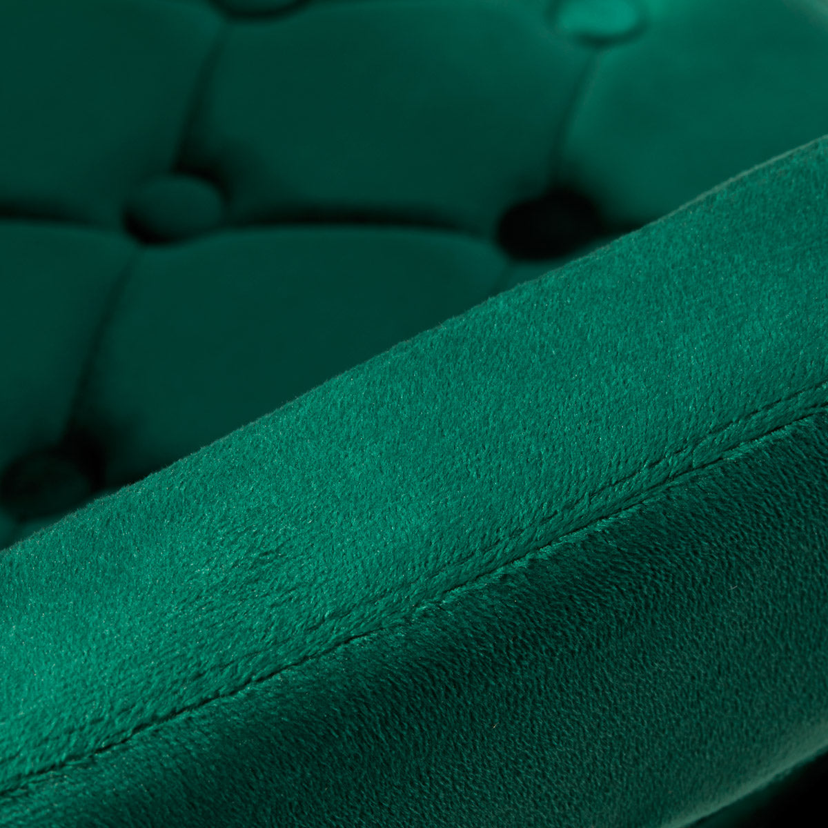 4Rico QS-OF213G Salon Chair Green - close-up of the upholstery and construction details