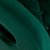 4Rico QS-OF213G Salon Chair Green - close-up of the upholstery and construction details