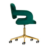 4Rico QS-OF213G Salon Chair Green - close-up of the upholstery and adjustment details