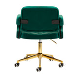 4Rico QS-OF213G Salon Chair Green - close-up of the upholstery and adjustment details