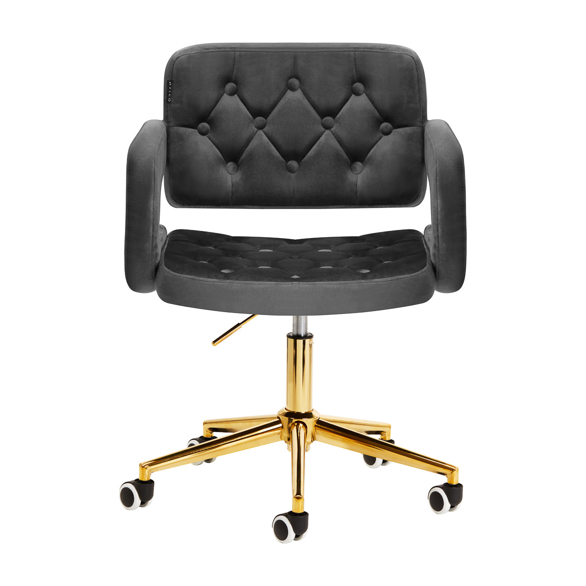 4Rico QS-OF213G Salon Chair Grey - close-up of the upholstery and adjustment details