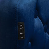 4Rico QS-OF213G Salon Chair Navy Blue - close-up of the upholstery and construction details