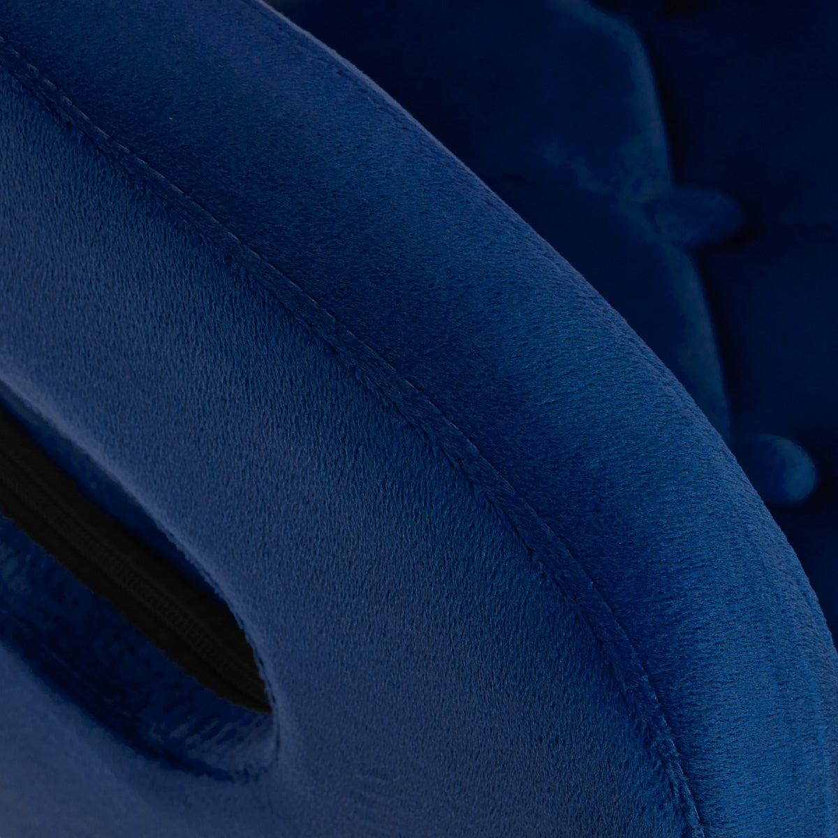 4Rico QS-OF213G Salon Chair Navy Blue - close-up of the upholstery and construction details