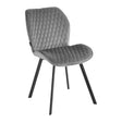 4Rico Vetro Quilted Chair Grey With Black Legs - full product view at an angle on a white background