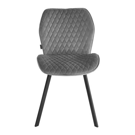 4Rico Vetro Quilted Chair Grey With Black Legs - full product view on a white background
