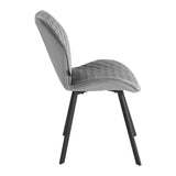 4Rico Vetro Quilted Chair Grey With Black Legs - full product view on a white background