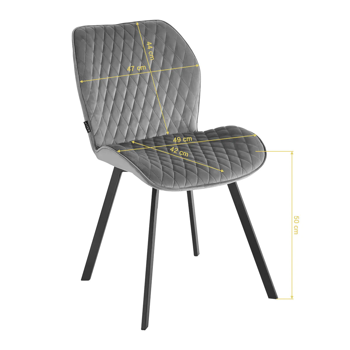 4Rico Vetro Quilted Chair Grey With Black Legs - close-up of the upholstery and adjustment details