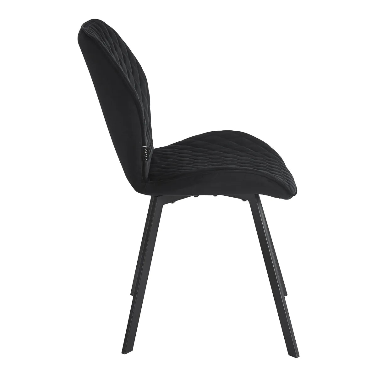 4Rico Vetro Quilted Reception Chair Black With Black Legs - full product view on a white background