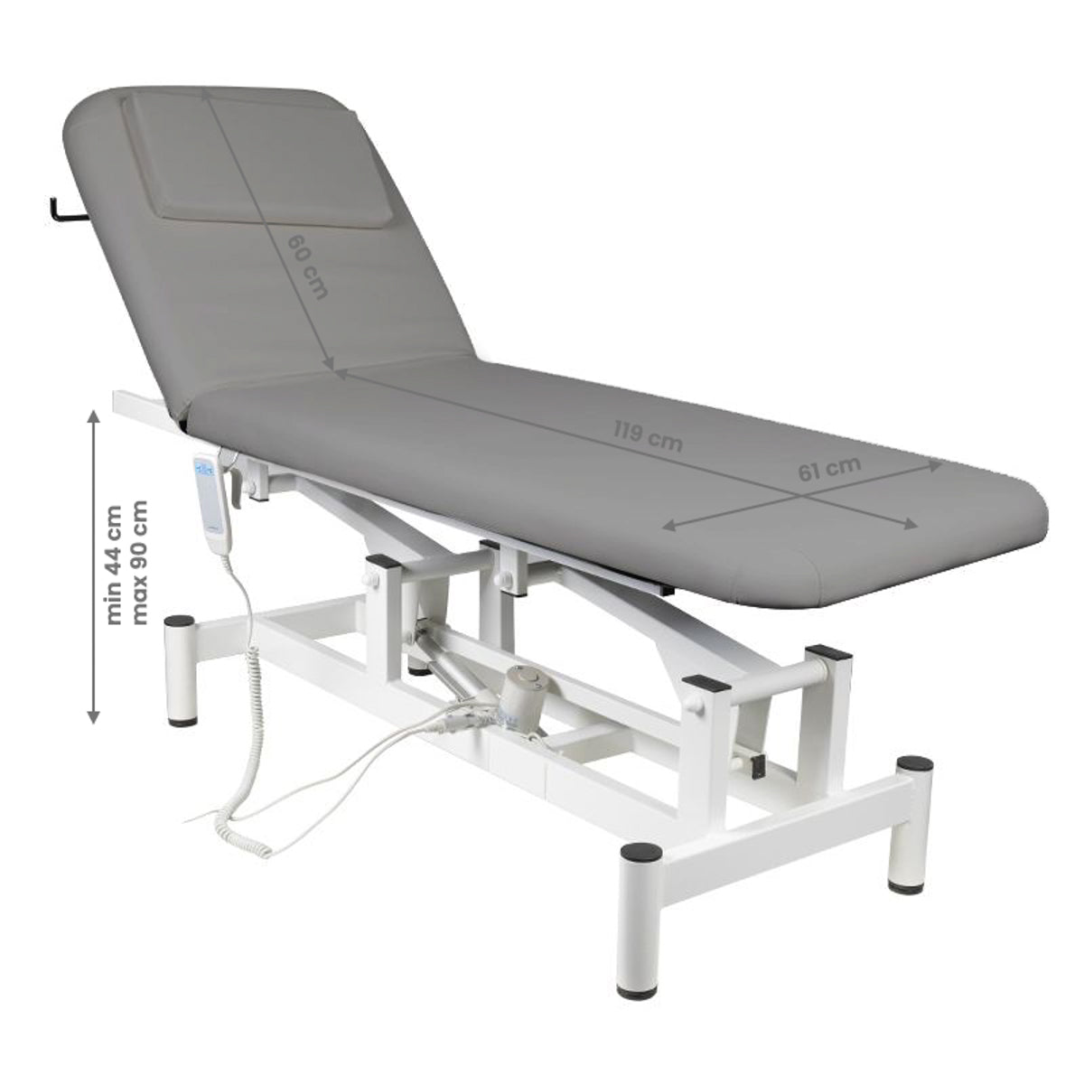 ActiveShop 079 1-Motor Electric Massage Bed Grey - full product view on a white background