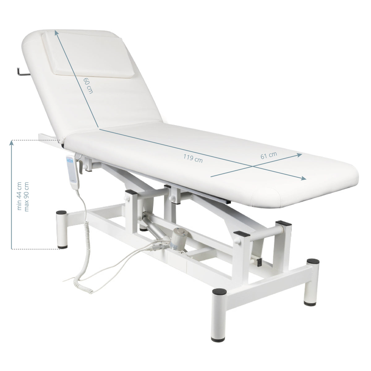 ActiveShop 079 1-Motor Electric Massage Bed White - full product view on a white background