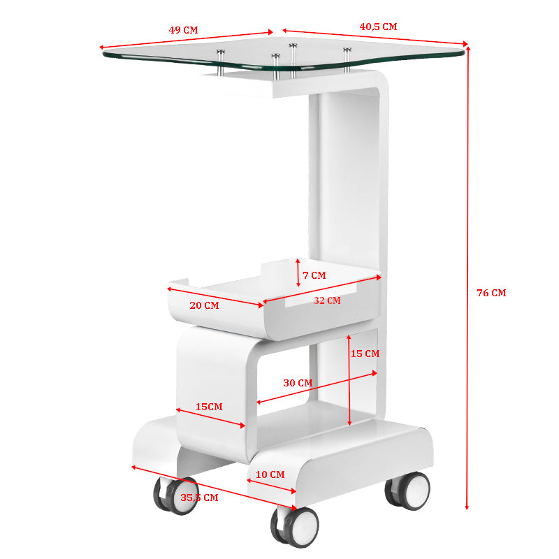 ActiveShop 082 Beauty Trolley For Salon Devices - dimensions and measurements shown