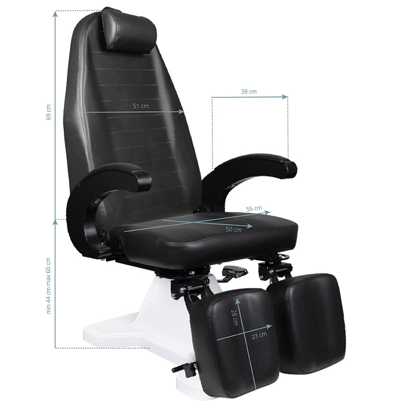 ActiveShop 112 Hydraulic Pedicure Bed Black - full product view on a white background