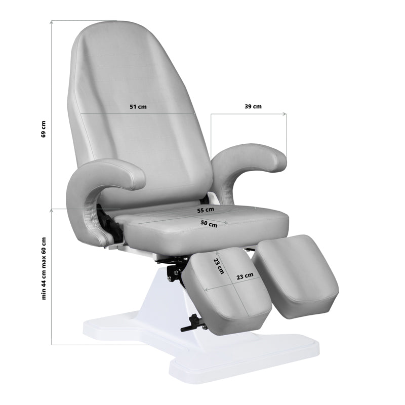 ActiveShop 112 Hydraulic Podiatry Chair Grey - close-up of the upholstery and adjustment details