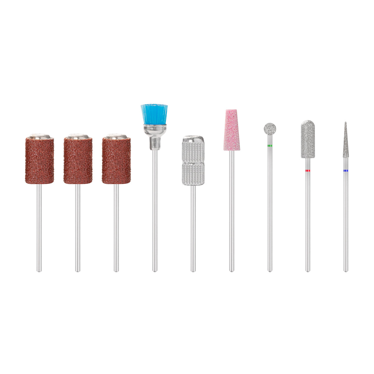 ActiveShop 12-Piece Nail Drill Bit Set - arranged with the included components on a white background