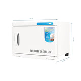 ActiveShop 16L UV-C Towel Warmer & Steriliser White - front view of the towel warmer with its dimensions shown