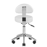 a white office chair with wheels on a white background