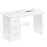 ActiveShop 312 Manicure Desk White - front view showing the storage and construction details