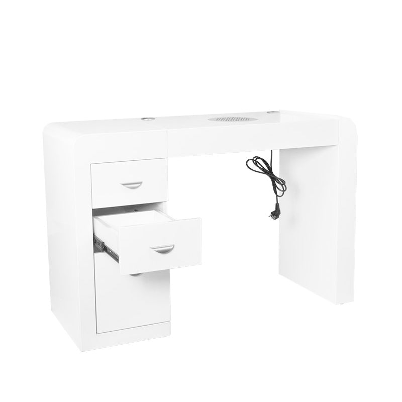 ActiveShop 312 Manicure Desk White - front view showing the storage and construction details