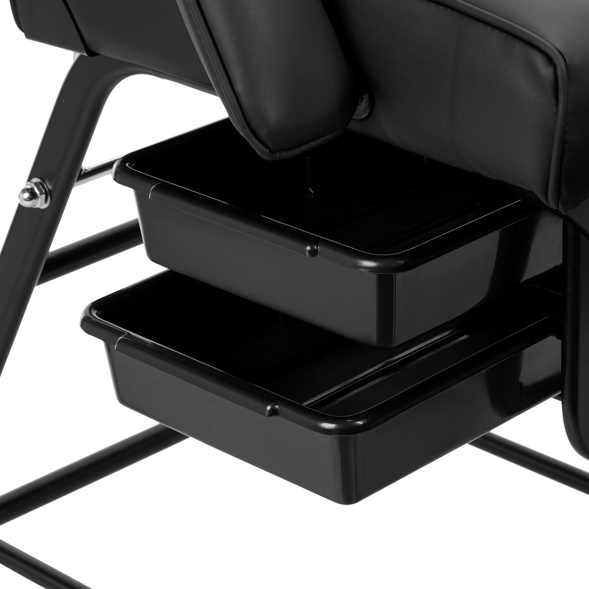 ActiveShop 557A Beauty Bed With Two Storage Trays Black - displayed in a professional treatment-room setting