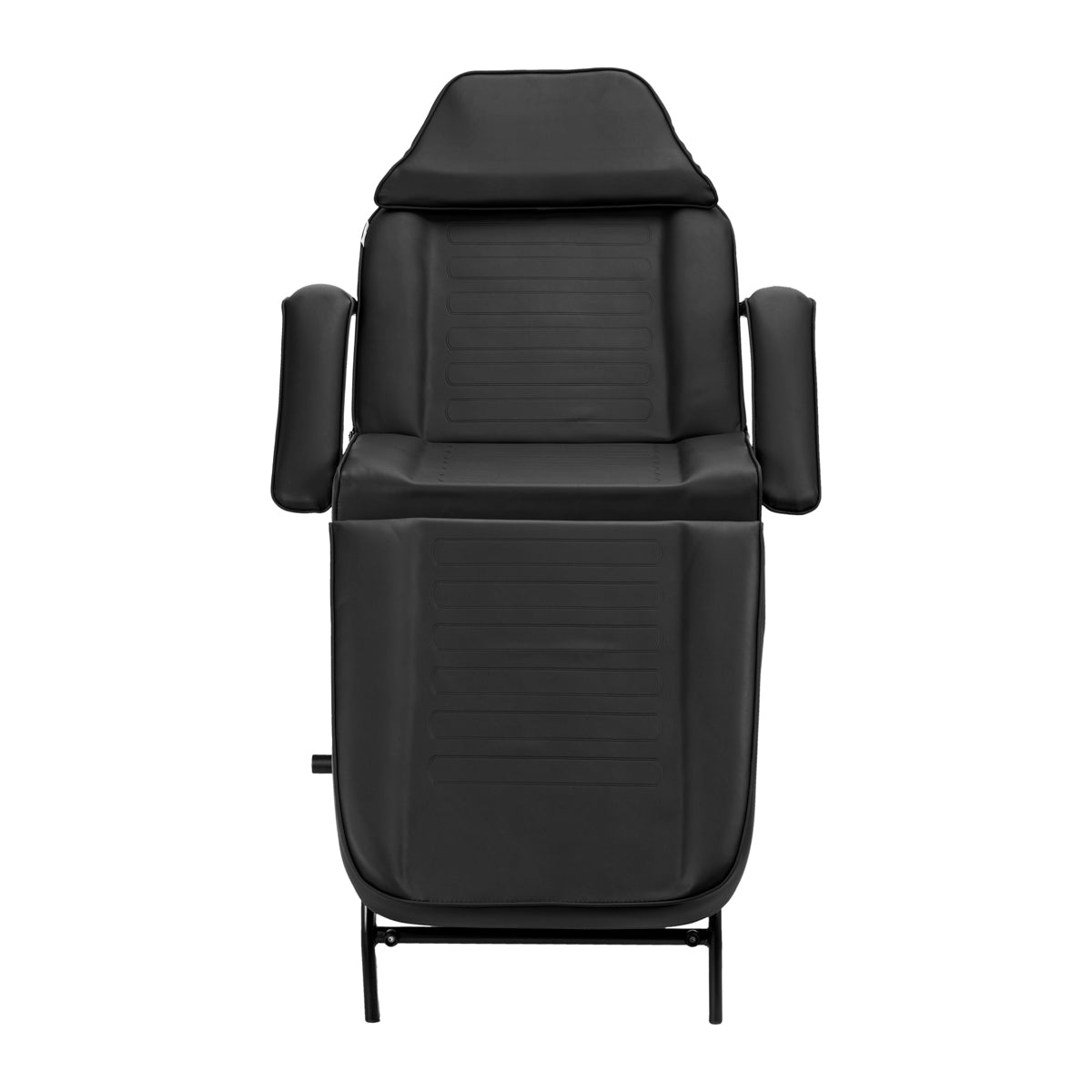 ActiveShop 557A Beauty Bed With Two Storage Trays Black - close-up showing the headrest, upholstery and adjustment controls