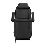 ActiveShop 557A Beauty Bed With Two Storage Trays Black - close-up showing the headrest, upholstery and adjustment controls