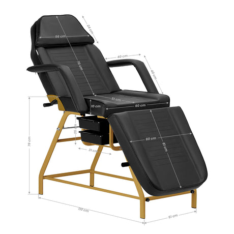 ActiveShop 557G Beauty Bed With Two Storage Trays Black - full product view on a white background