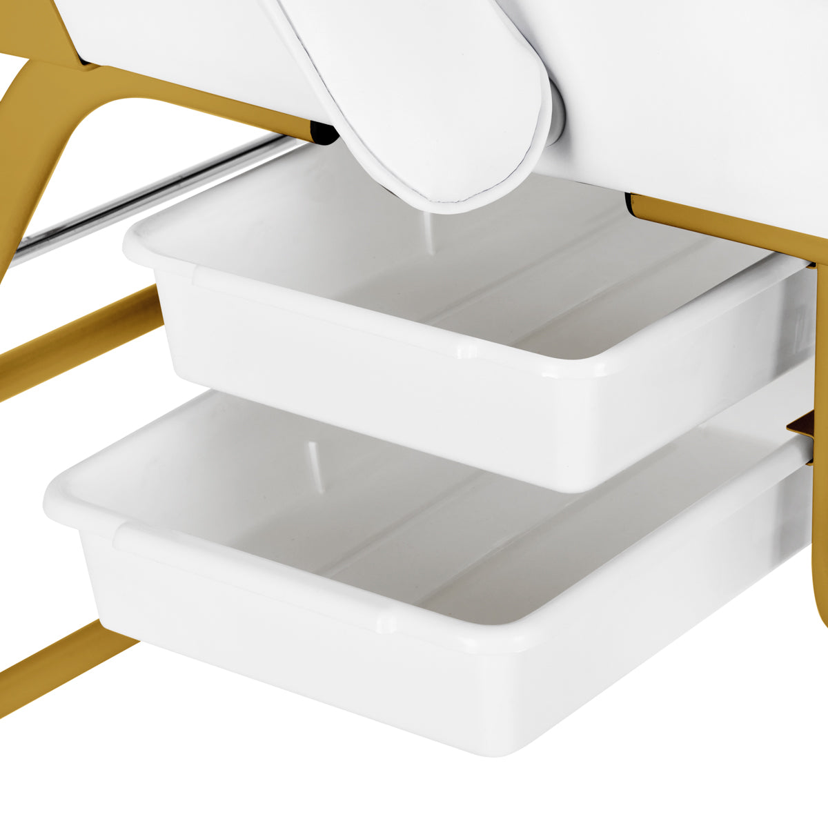 ActiveShop 557G Beauty Bed With Two Storage Trays White - displayed in a professional treatment-room setting