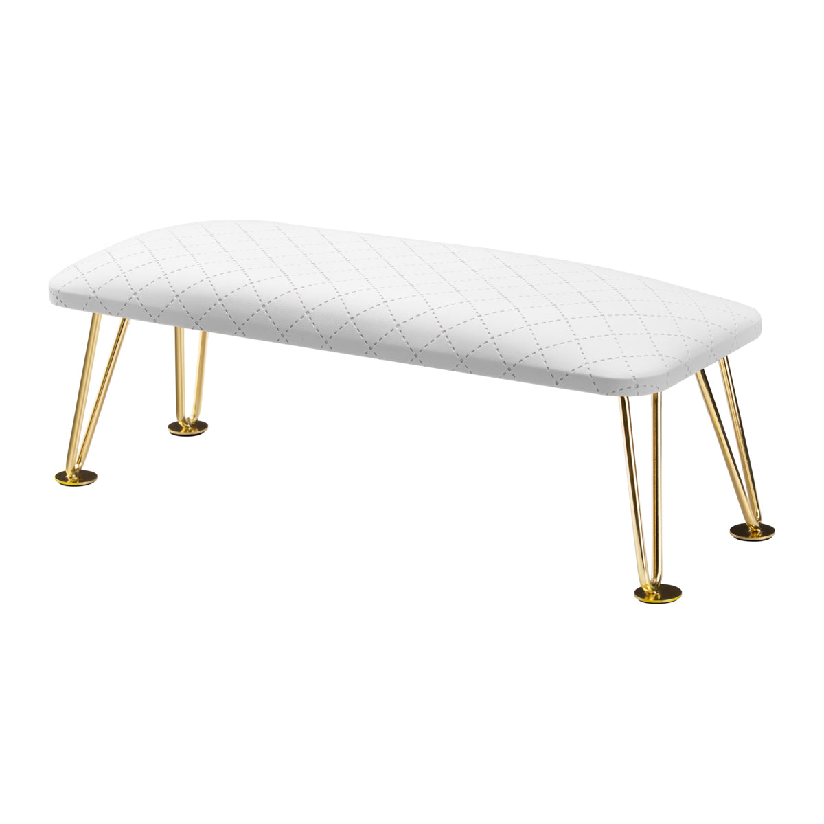 ActiveShop 6M Quilted Manicure Hand Rest Gold & White - isolated on a white background