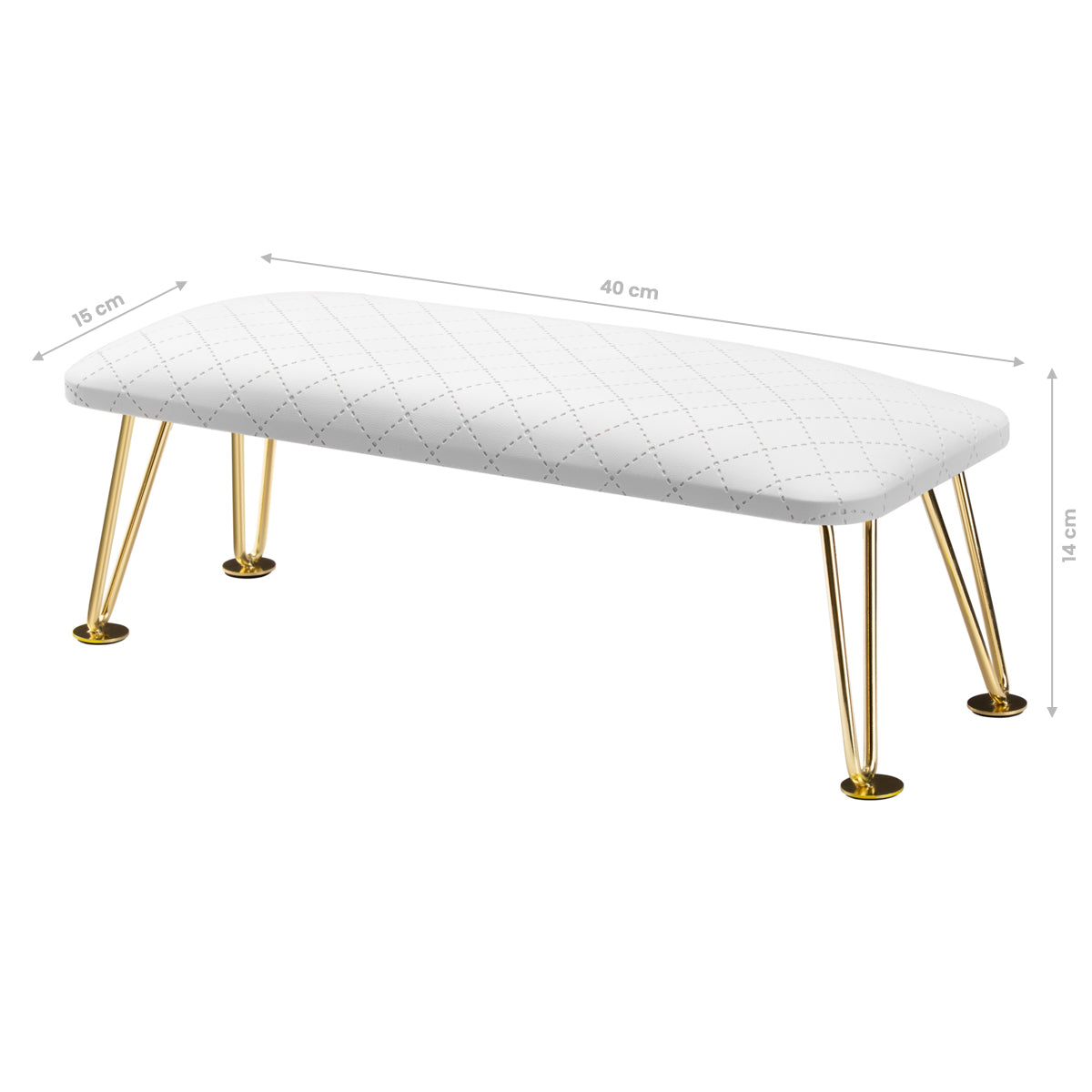 ActiveShop 6M Quilted Manicure Hand Rest Gold & White - isolated on a white background